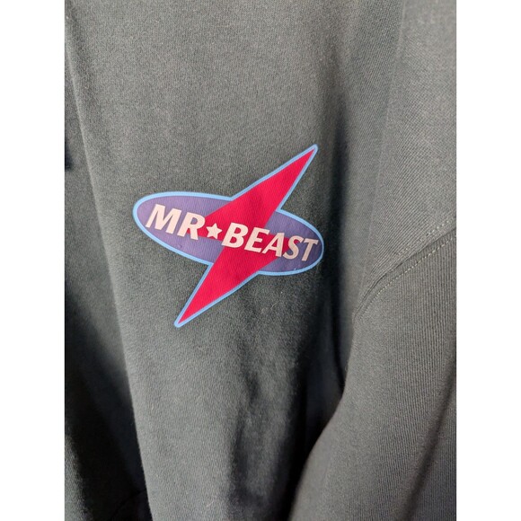 Mr Beast YT Creator Lightning Hoodie Green Cotton Pullover Sweater Men's L - Picture 8 of 9